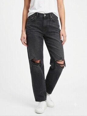 Levi's Baggy Dad Jeans Washed Black Distressed Straight Leg W26